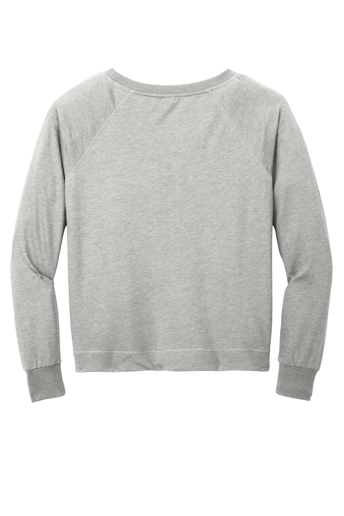 District Women's Featherweight French Terry Long Sleeve Crewneck DT672 Light Heather Grey