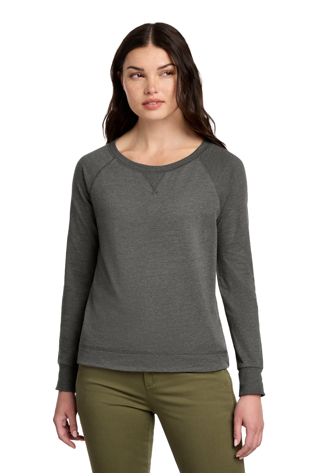 District Women's Featherweight French Terry Long Sleeve Crewneck DT672