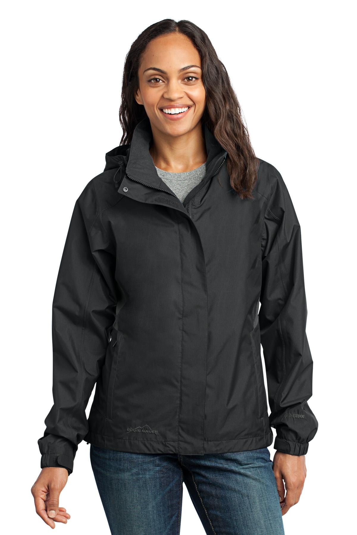 Eddie Bauer Women's Rain Jacket EB551 Black/Steel Grey