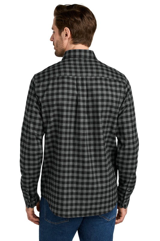 Eddie Bauer Long Sleeve Favorite Flannel Plaid Shirt EB610 Deep Black Mini Buffalo