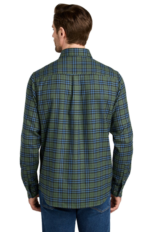 Eddie Bauer Long Sleeve Favorite Flannel Plaid Shirt EB610 Soft Olive Plaid