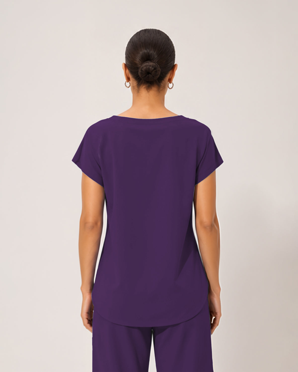 Foundry Women's 1215 Rowan 1 Pocket Boat Neck Dolman Top Eggplant