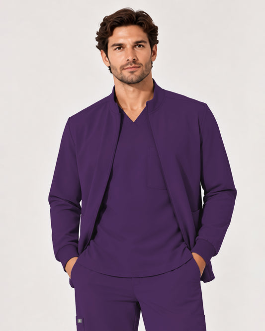 Foundry Men's 6505 Slate Men'S 2 Pocket Scrub Jacket Eggplant
