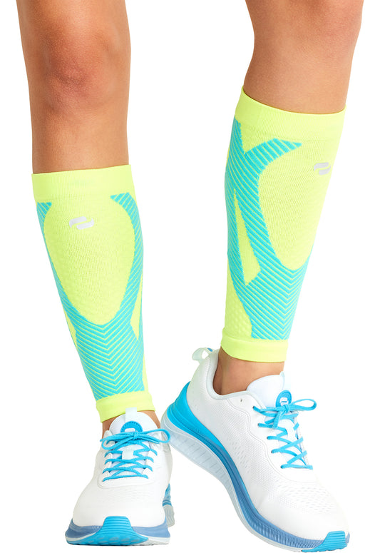 Infinity Legwear ELECTRIC Unisex Calf Sleeve 10-15 mmHg Compression Hyper Yellow/Turquoise