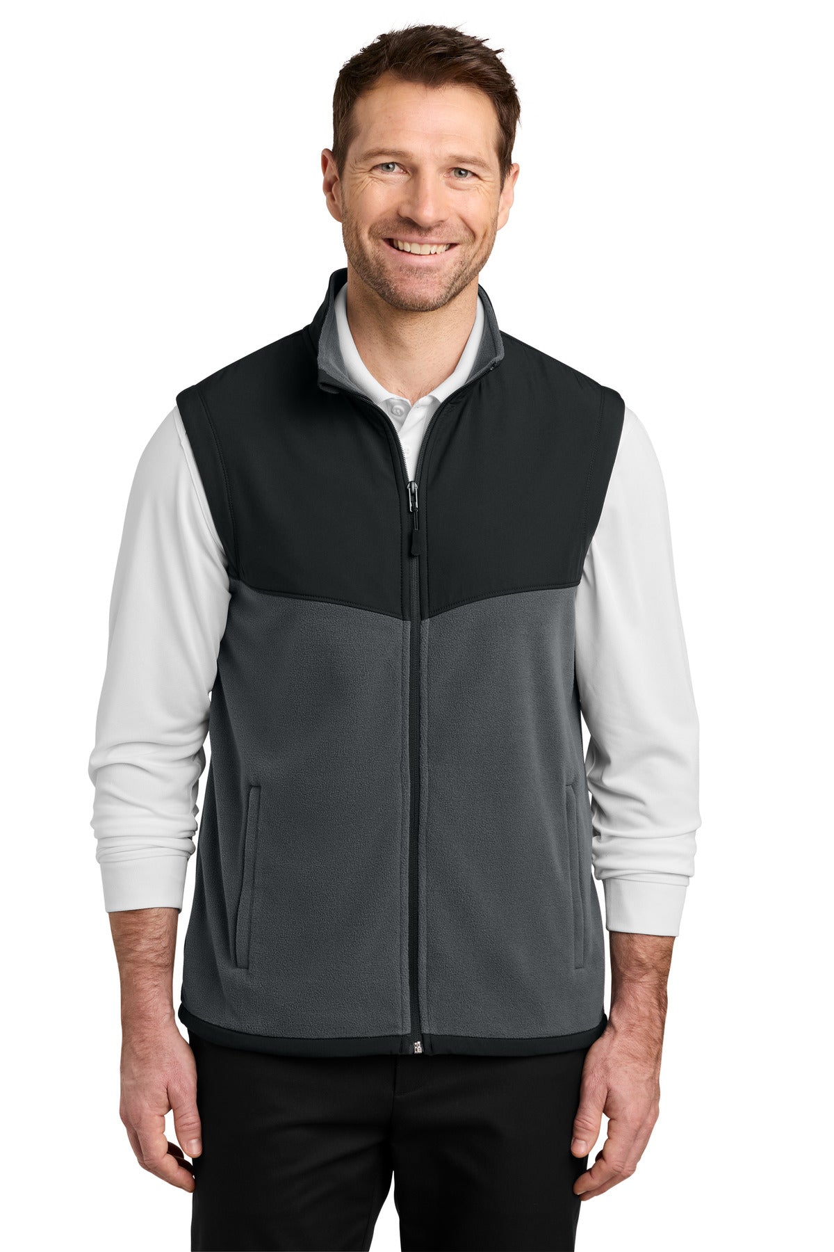 Port Authority Therma-Tek Fleece Vest F181 Iron Grey/ Black
