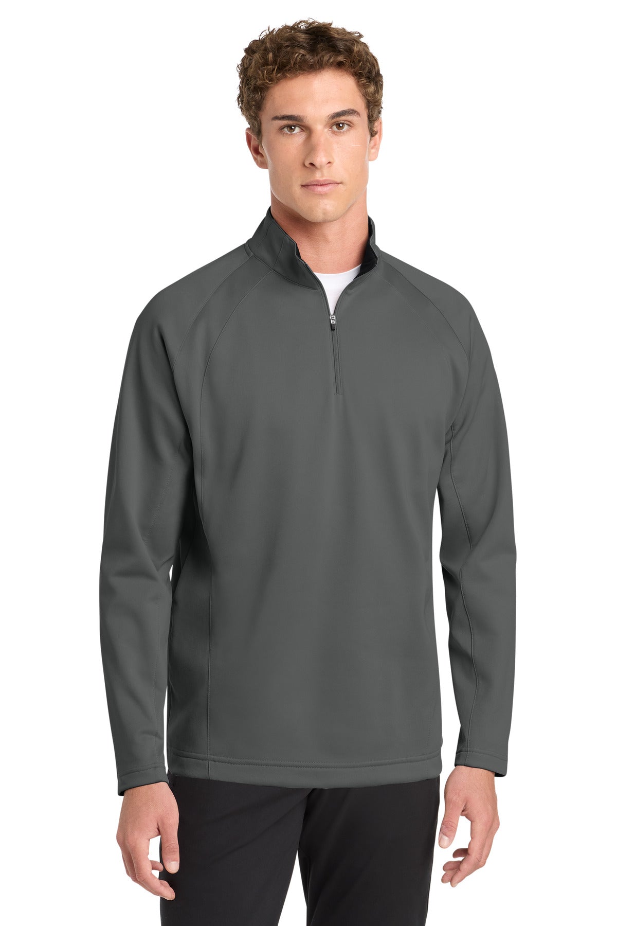 Sport-Tek Sport-Wick Fleece 1/4-Zip Pullover F243 Dark Smoke Grey/ Black
