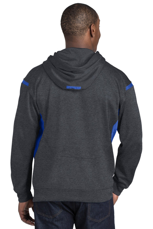 Sport-Tek Tech Fleece Colorblock Hooded Sweatshirt. F246 Graphite Heather/ True Royal