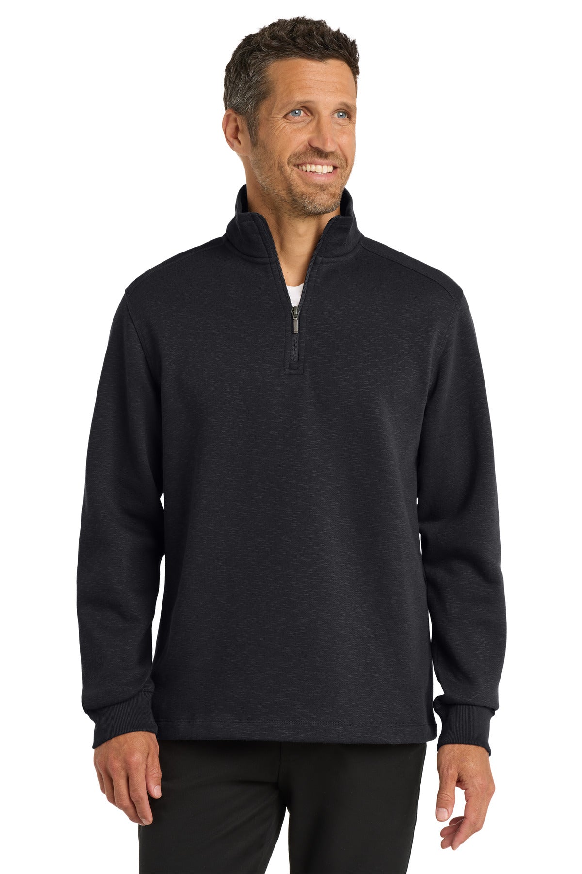 Port Authority Slub Fleece 1/4-Zip Pullover F295 Black