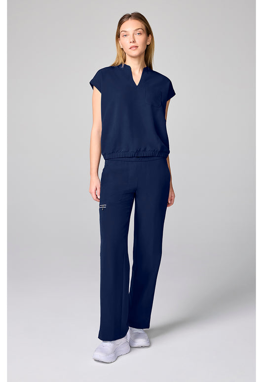 HH 360 HH00014 Women's Mandarin Collar Crop Scrub Top Navy