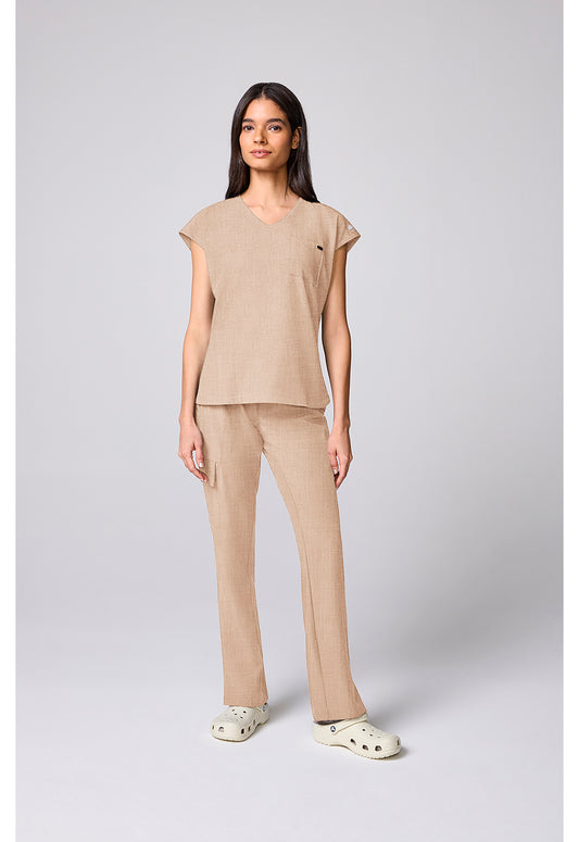 Quest HH00029 Women's Built In Bra Dolman Scrub Top Desert Taupe