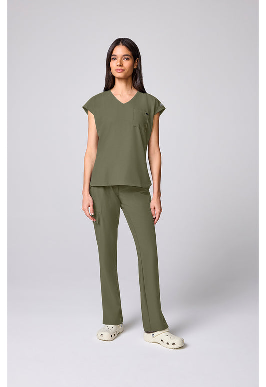 Quest HH00029 Women's Built In Bra Dolman Scrub Top Olive