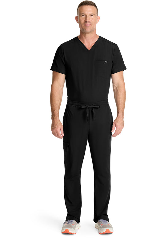 Quest HH154 Men's Zip Fly Drawstring Scrub Pants Black