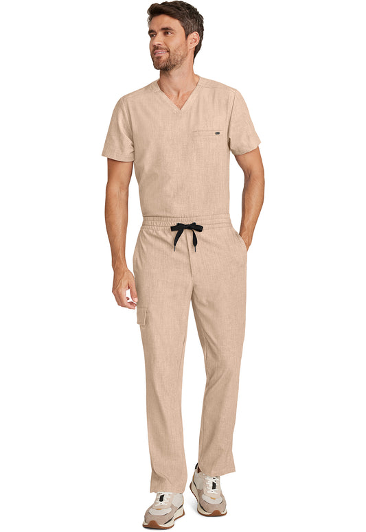 Quest HH154 Men's Zip Fly Drawstring Scrub Pants Desert Taupe
