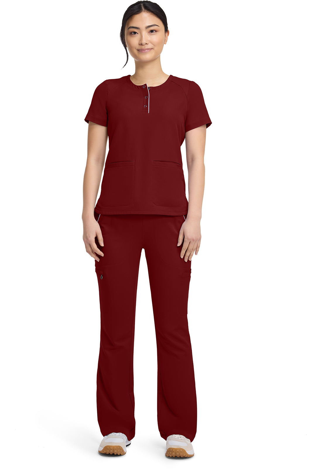 HH360 HH702 Women's Crew Neck Scrub Top Garnet Red