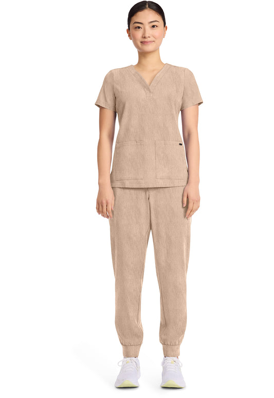 Quest HH751 Women's 3-Pocket Y-Neck Scrub Top Desert Taupe