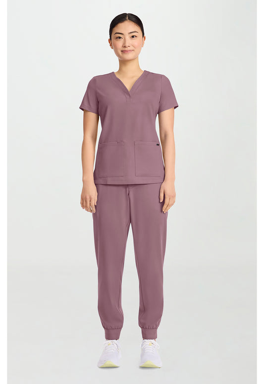 Quest HH751 Women's 3-Pocket Y-Neck Scrub Top Elderberry