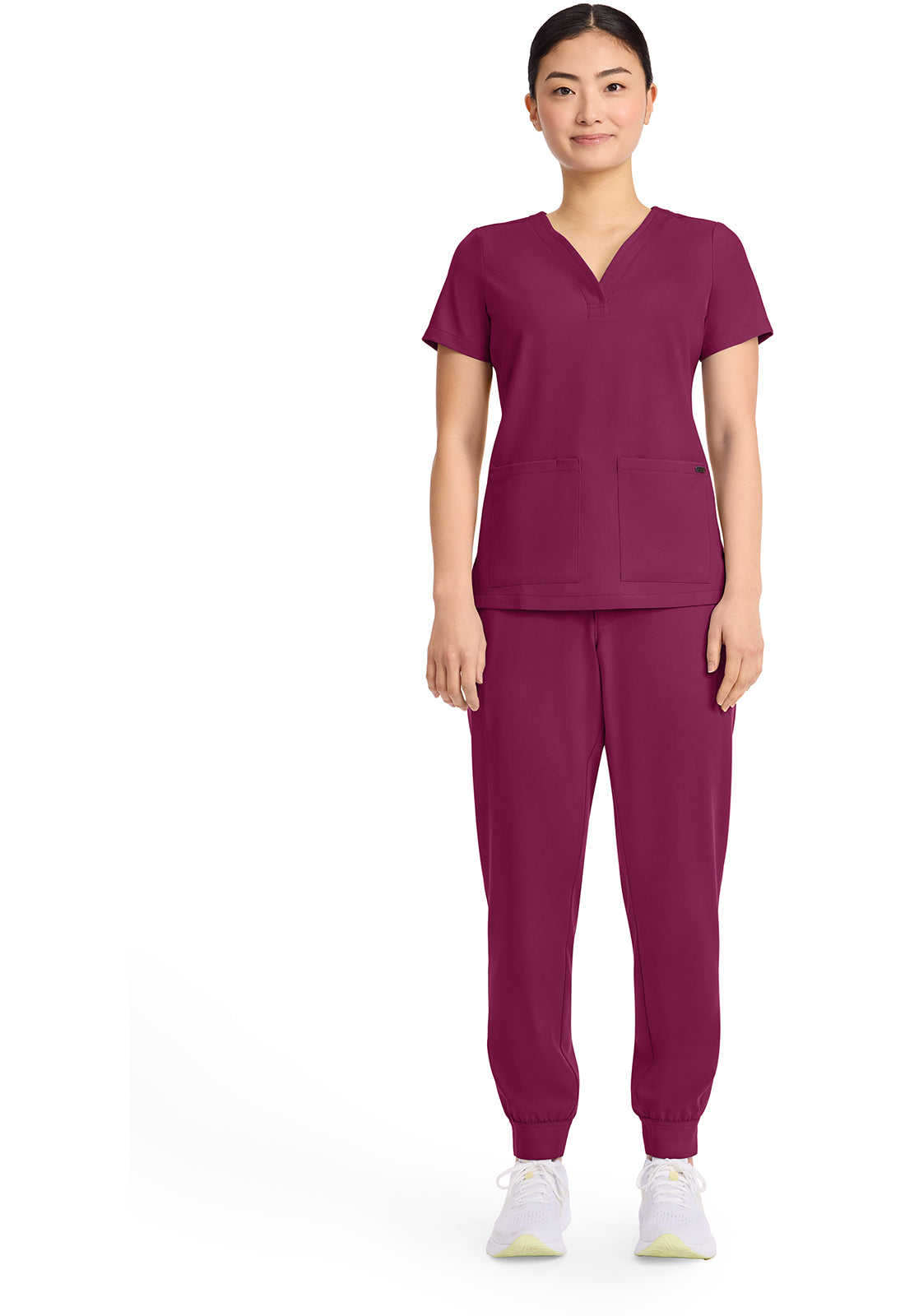 Quest HH751 Women's 3-Pocket Y-Neck Scrub Top Wine