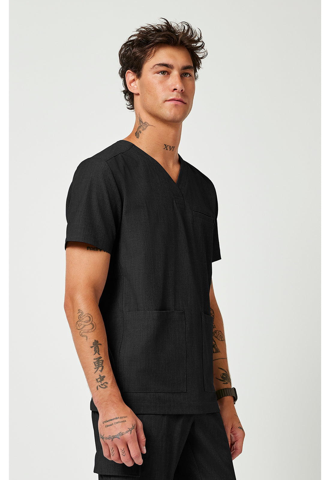 Quest HH753 Men's V-Neck Scrub Top Black