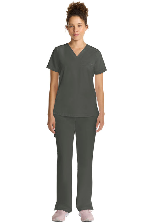 Quest HH755 Women's Tuck-in V-Neck Scrub Top Pewter