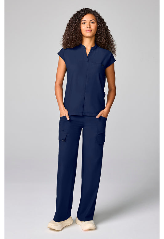 Quest HH757 Women's Mandarin Collar Scrub Top Navy