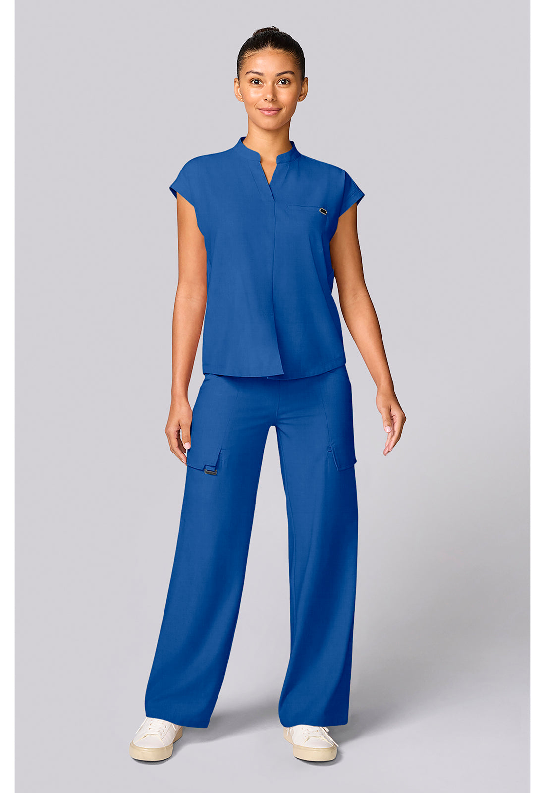 Quest HH757 Women's Mandarin Collar Scrub Top Royal