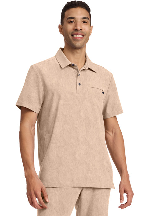 Quest HH759 Men's 3-Pocket Polo Collar Scrub Top Desert Taupe