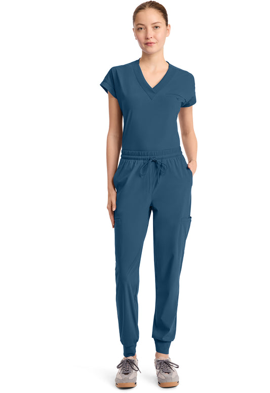 Pursuit IN024A Women's 5-Pocket Scrub Joggers Caribbean Blue