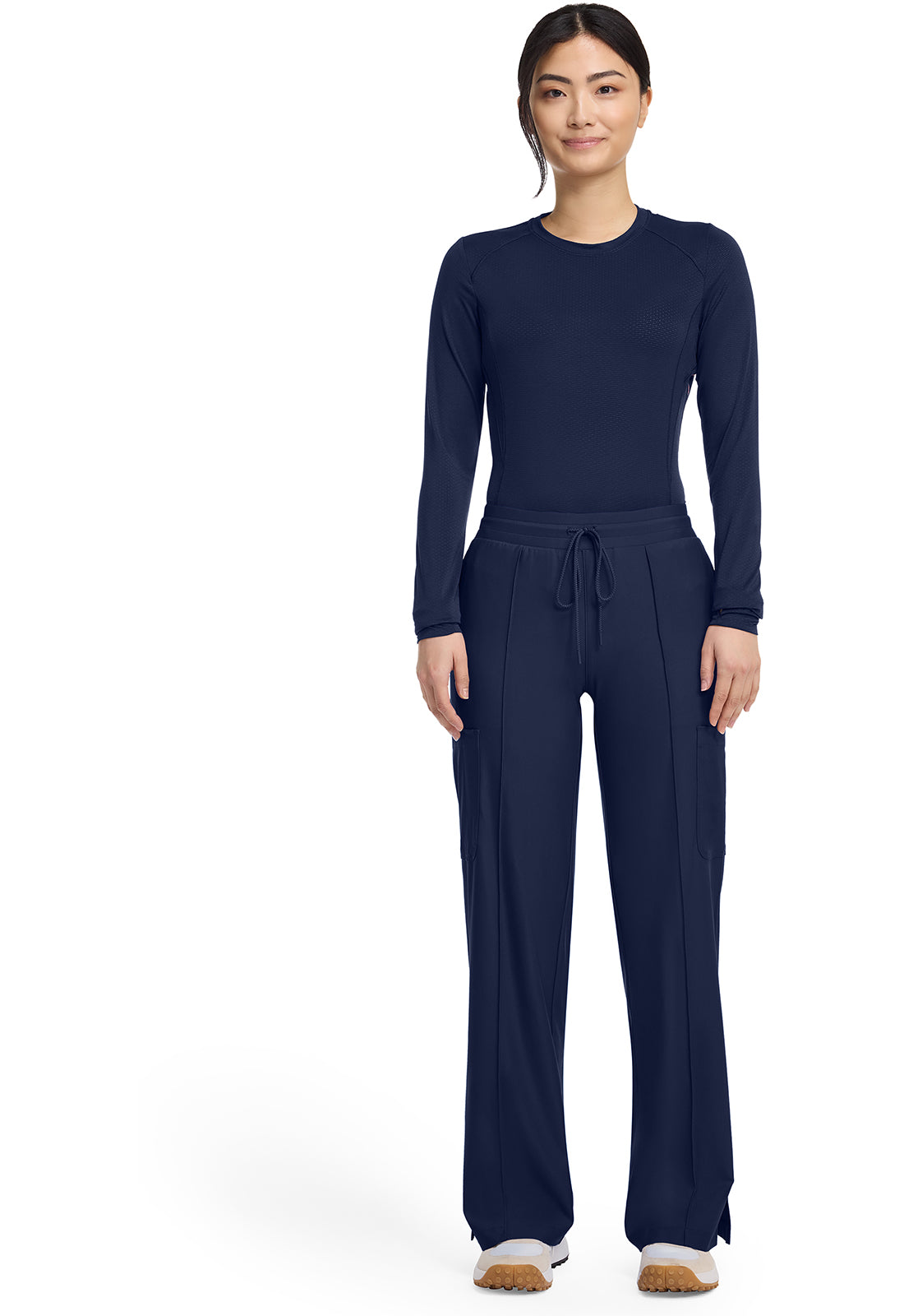 Kinetic IN103A Women's Pintuck Wide Leg Scrub Pants Navy