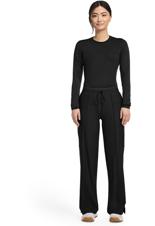 Kinetic IN103A Women's Pintuck Wide Leg Scrub Pants Black