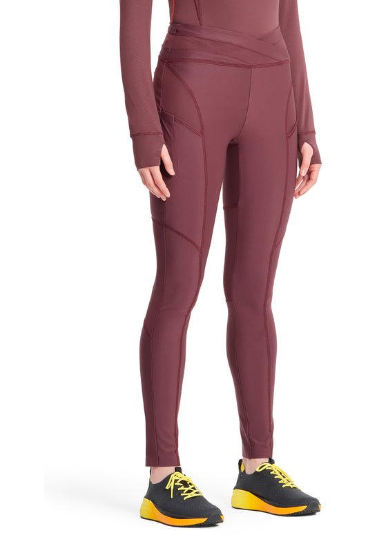 GNR8 Kinetic IN106A Knit Natural Rise Legging Plum Velvet Model Image Left Side | Infinity