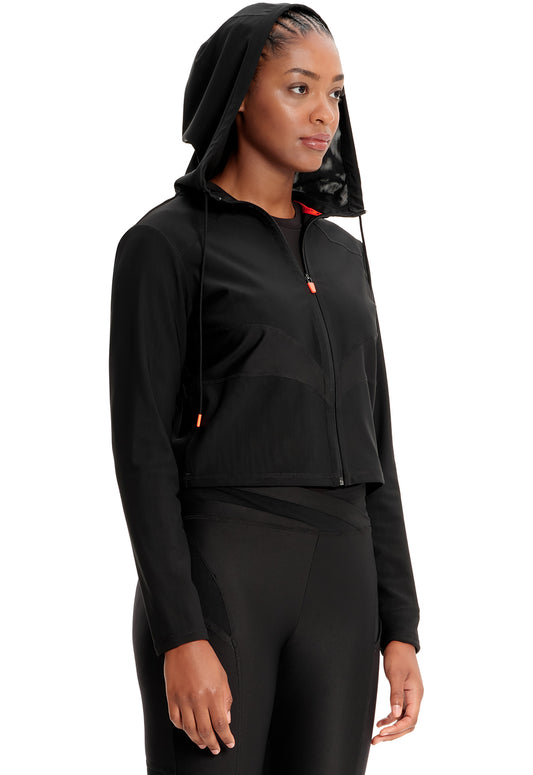 GNR8 Kinetic IN326 Mesh Zip Front Crop Jacket Black Model Image Left Side | Infinity