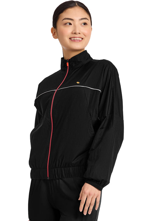 Lifestyle IN506 Women's Mock Neck Windbreaker Black