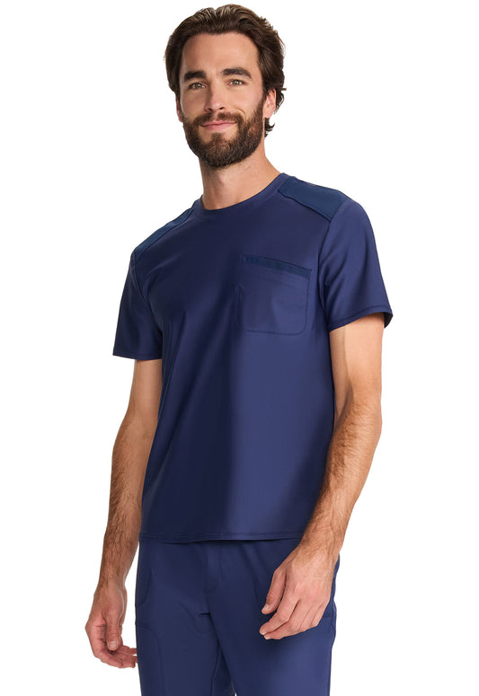 GNR8 Kinetic IN626A Men's Tuck-in Crew Neck Top Navy Model Image Right Side | Infinity