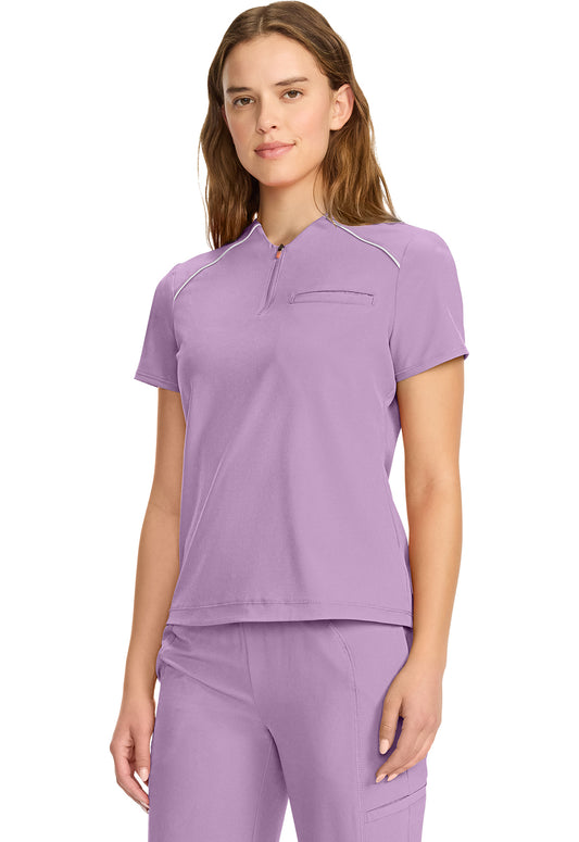 GNR8 IN644A Women's Tuck-in Mock Neck Henley Top Livewire Lilac
