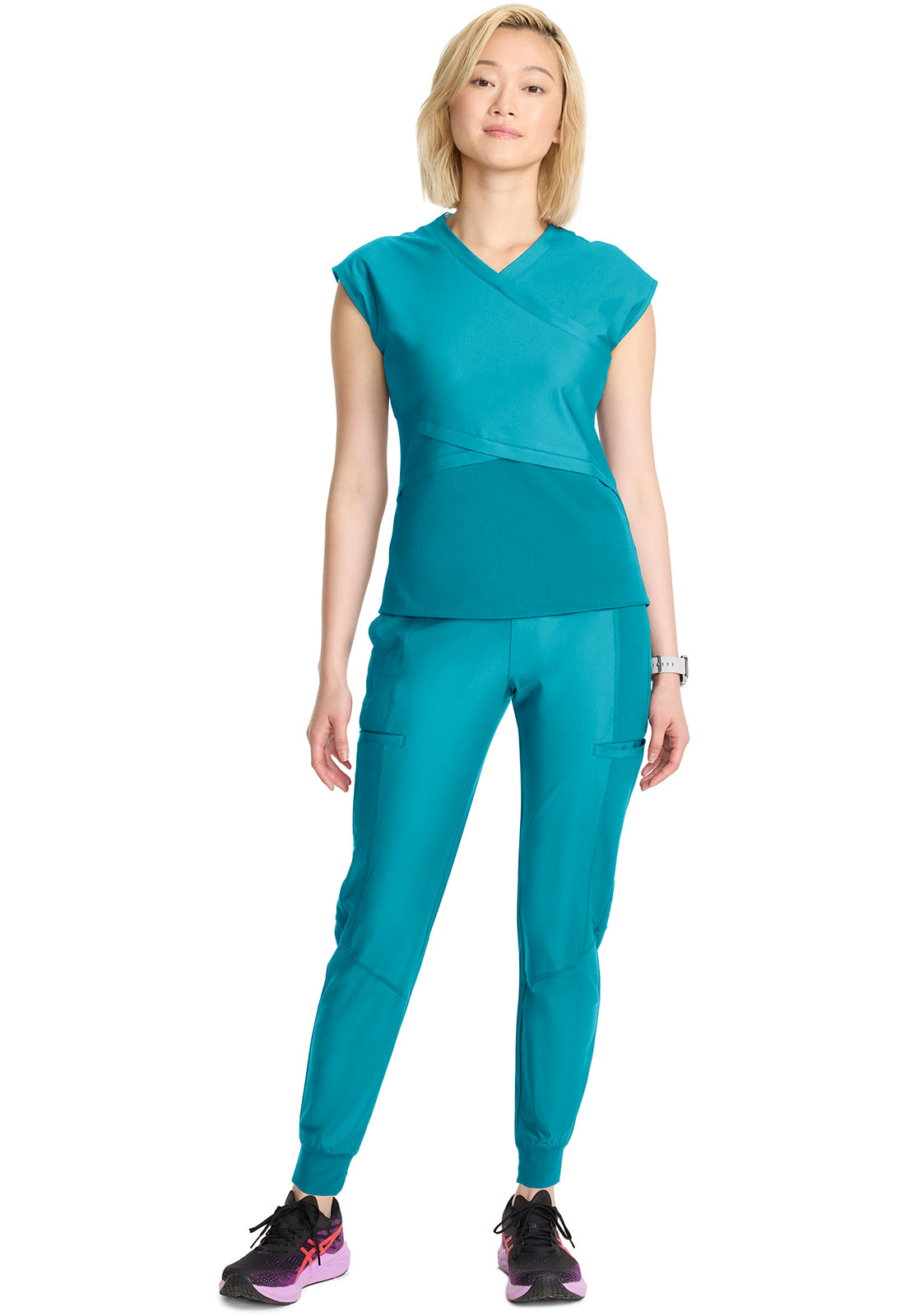 Kinetic IN645A Women's Wrap Dolman V-Neck Top Aquaturque Image