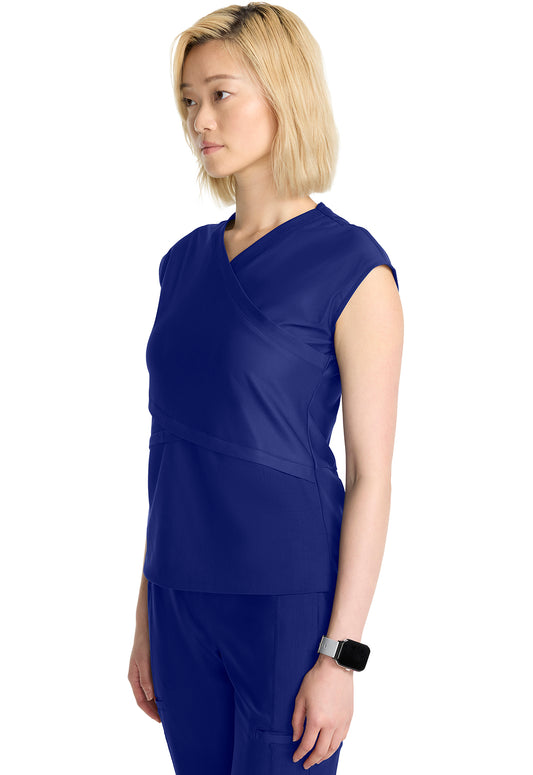 GNR8 Kinetic IN645A Women's Wrap Dolman V-Neck Top Navy Model Image Right Side | Infinity