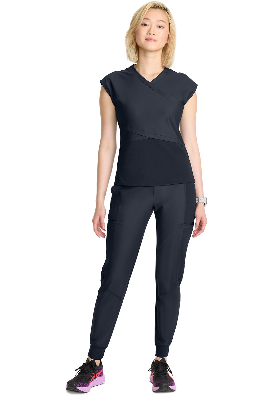 GNR8 Kinetic IN645A Women's Wrap Dolman V-Neck Top Pewter