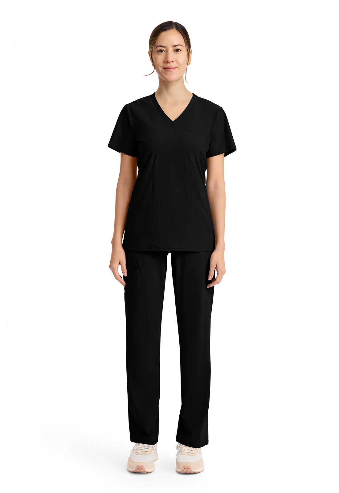 Pursuit IN647A Women's 2-Pocket V-Neck Top Black