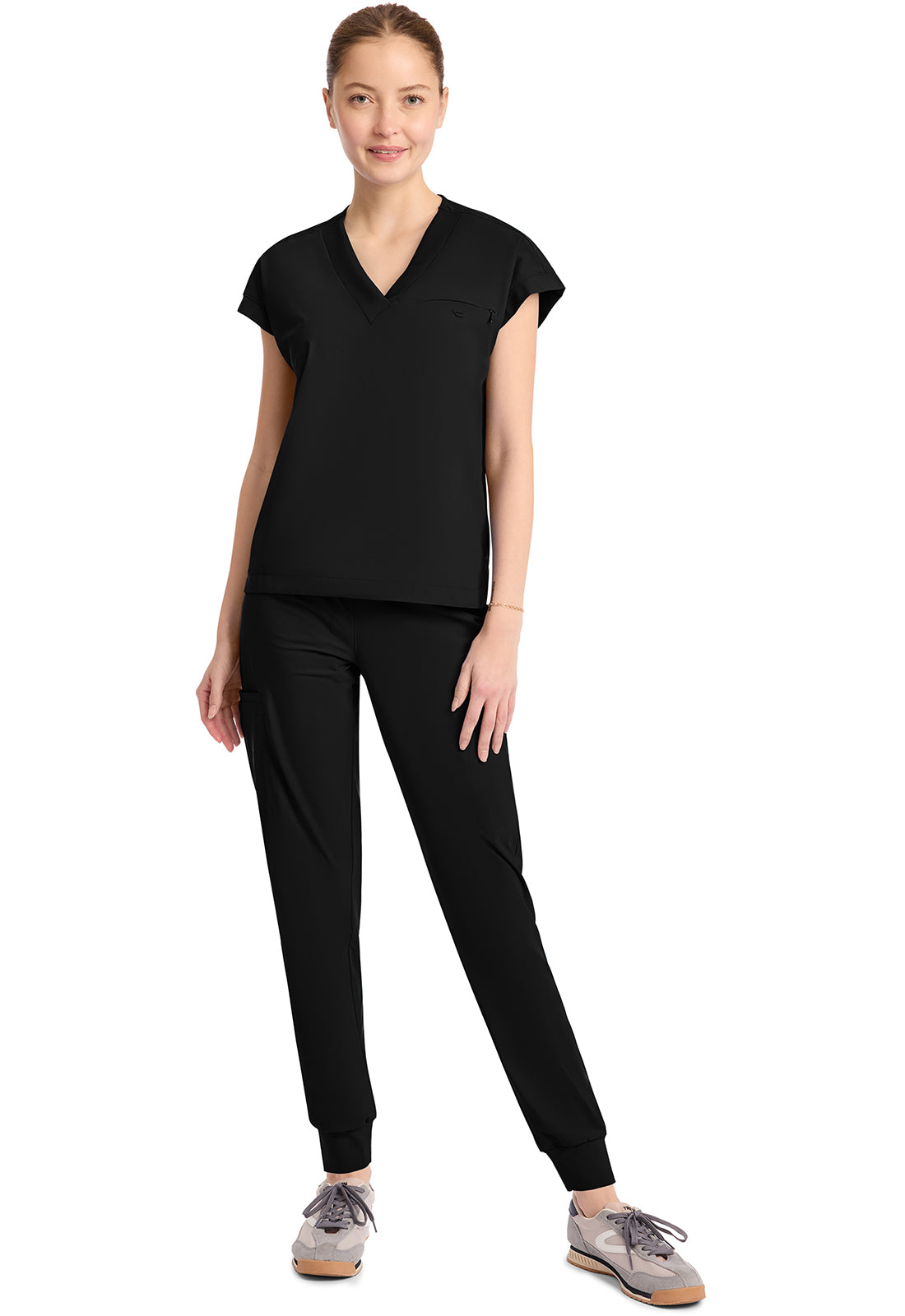 Pursuit IN650A Women's 1-Pocket V-Neck Top Black