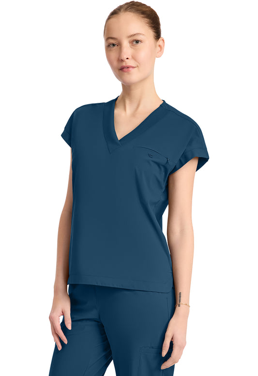 Pursuit IN650A Women's 1-Pocket V-Neck Top Caribbean Blue