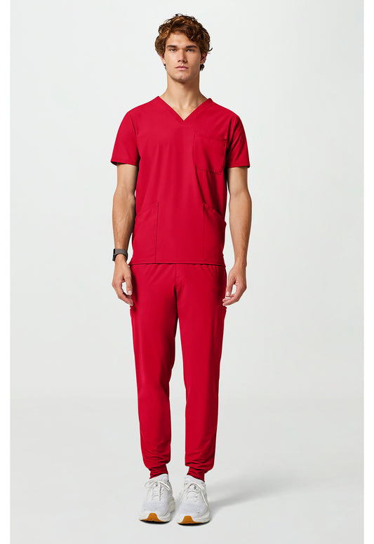 Pursuit IN651A Men's 3 Pocket V-Neck Scrub Top Cherry Pop