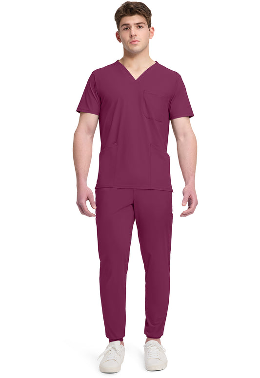 Pursuit IN651A Men's 3 Pocket V-Neck Scrub Top Wine