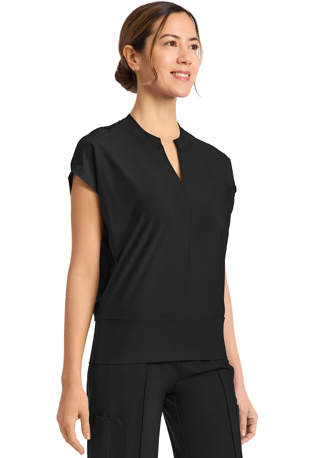 Kinetic IN655A Women's Dolman V-Neck Scrub Top Black