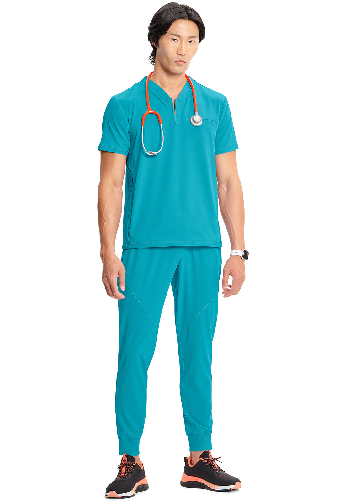 GNR8 IN702A Men's Partial Zip V-Neck Top Aquaturque