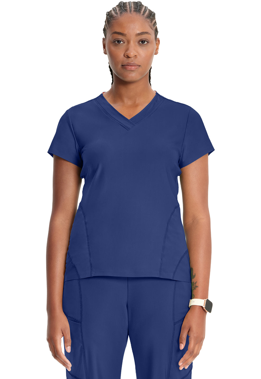 GNR8 Kinetic IN706A Knit V-Neck Top Navy | Scrubs for Women – Med