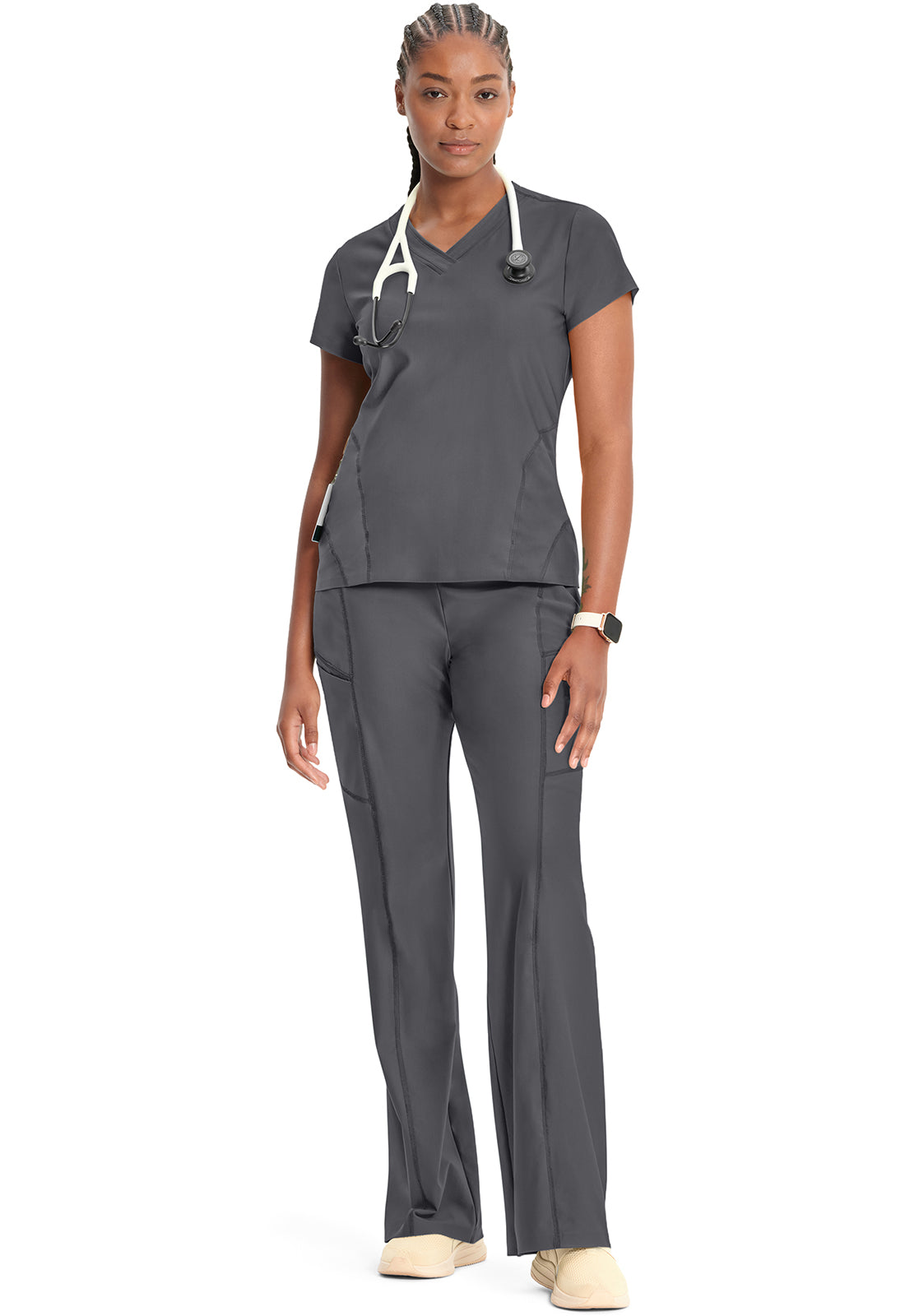 GNR8 Kinetic IN706A Knit V-Neck Top Pewter