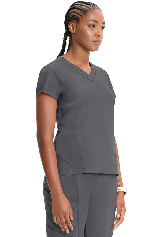 GNR8 Kinetic IN706A Knit V-Neck Top Pewter