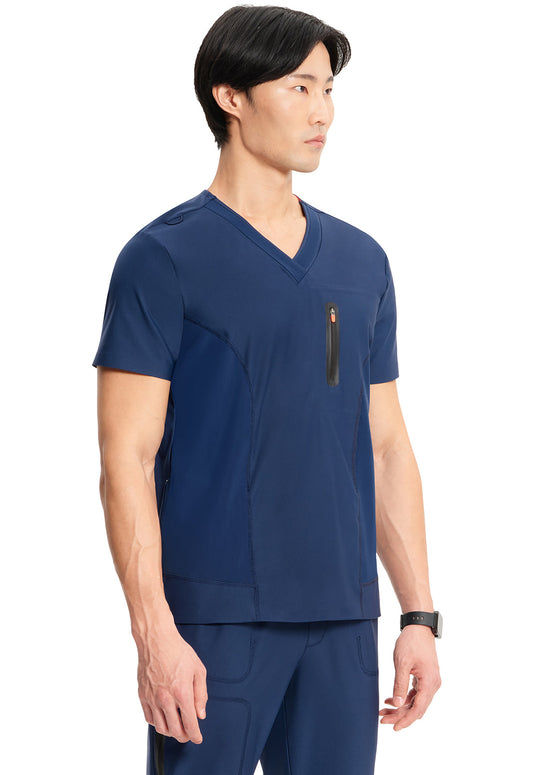 GNR8 Kinetic IN823A Men's Knit V-Neck Top Navy Model Image Left Side | Infinity