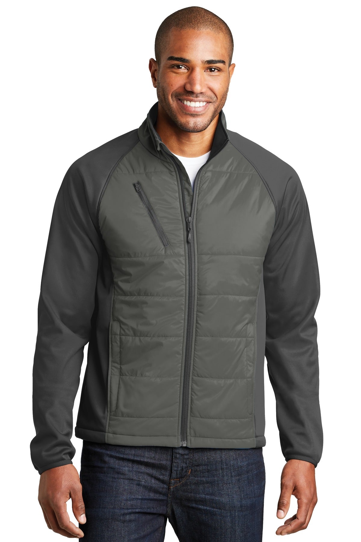 Port Authority Hybrid Soft Shell Jacket J787 Smoke Grey/ Grey Steel