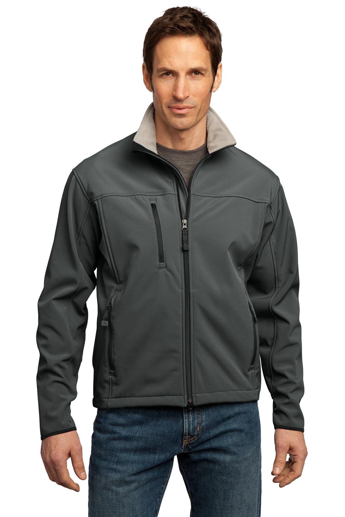 Port Authority Tall Glacier Soft Shell Jacket TLJ790 Smoke Grey/ Chrome